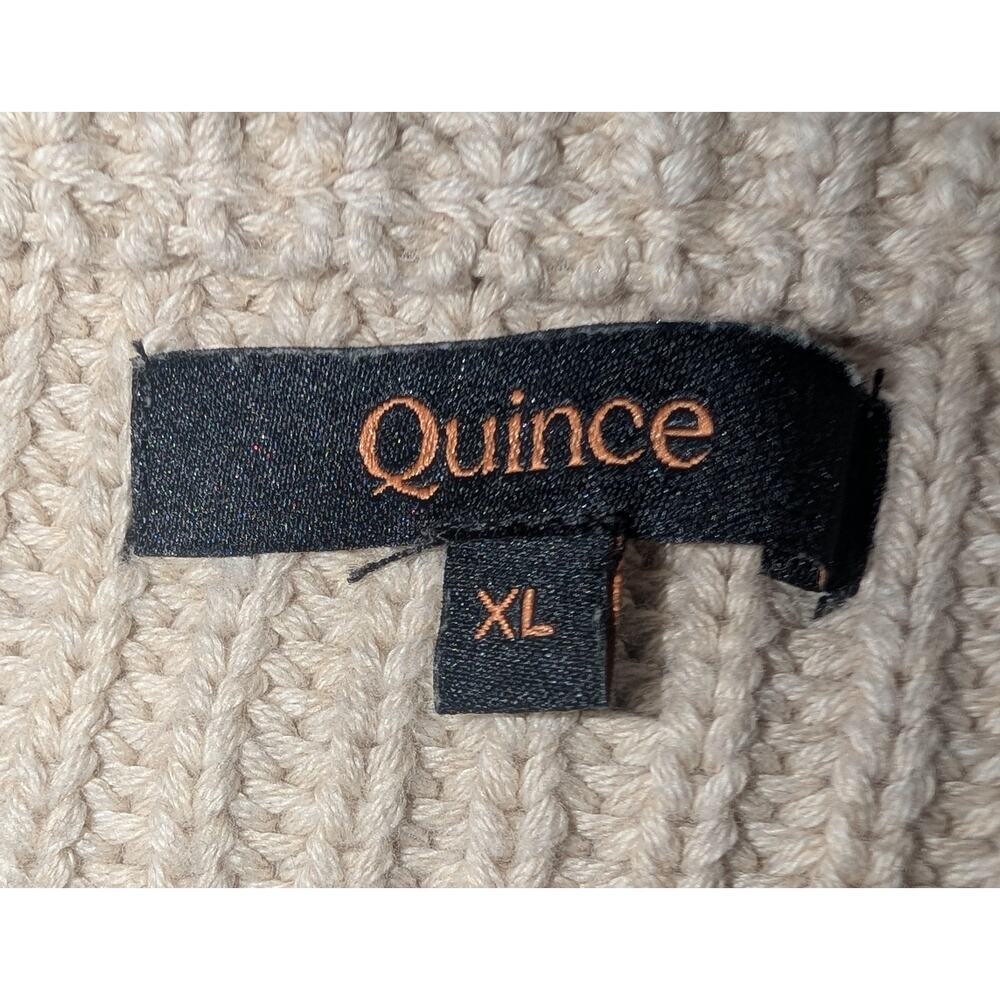 Womens Quince Organic Cotton Ribbed Fisherman Crew Sweater Sz XL Beige - Picture 6 of 7